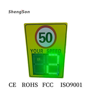 Yellow Two-Digit Solar Radar Speed Limit Sign