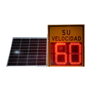 Three-Digit Yellow Solar Radar Speed Limit Sign