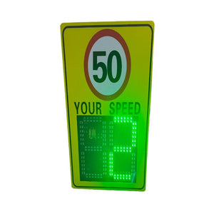 Yellow Two-Digit Solar Radar Speed Limit Sign